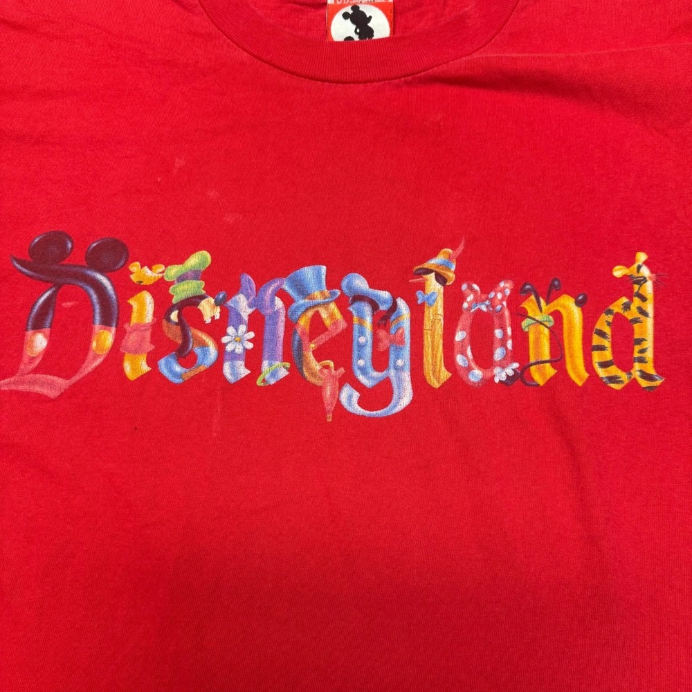 Vintage Disney Disneyland T-Shirt L Mens Mickey Inc Red Character Spellout - Picture 4 of 9